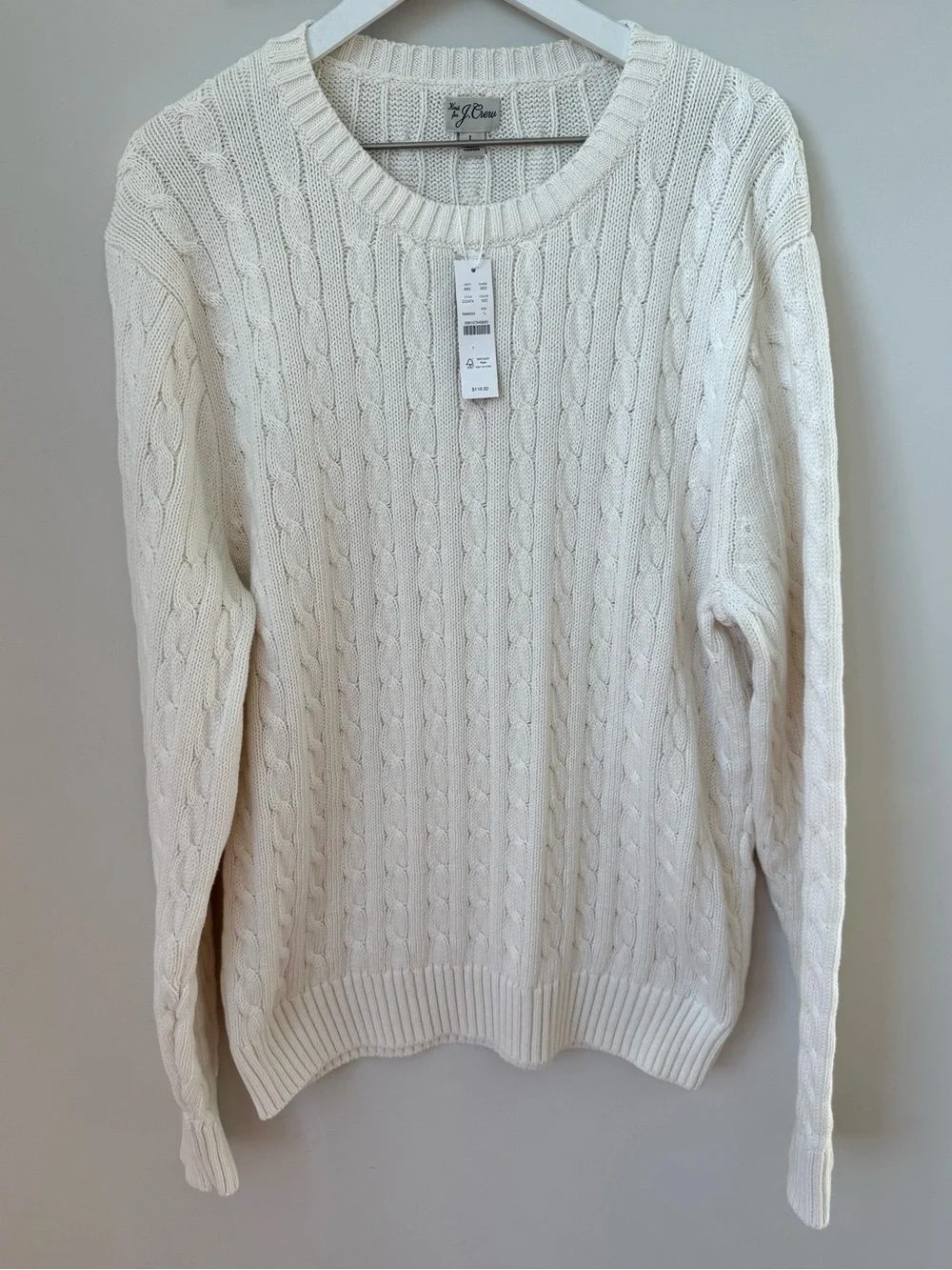 NWT J.Crew Heritage cotton cable-knit sweater Size L